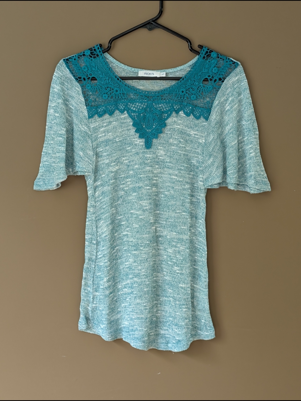 Ricki's Teal Lace-Trim Knit Top